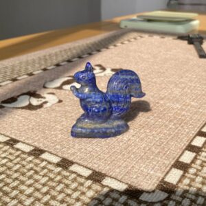 Squirrel crystal carving, Lapis Lazuli squirrel